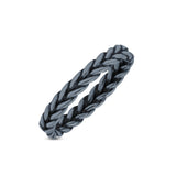 Unique Braided Celtic Criss Cross Weave Oxidized Rope Knot Style Fascinating Band Solid 925 Sterling Silver Thumb Ring (3.2mm)