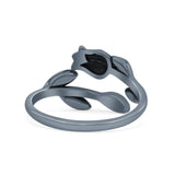 Elegant Rose Flower And Leaves Artisan Adjustable Oxidized Trendy Band Solid 925 Sterling Silver Thumb Ring (10.4mm)