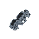 Eternity Rounded Seven Elephants Designer Oxidized Finish Animal Fashion Band Solid 925 Sterling Silver Thumb Ring (5.7mm)