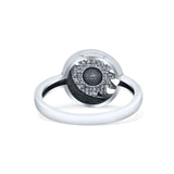 Iconic Crescent Moon And Sun Engraved Fashion Oxidized Statement Band Solid 925 Sterling Silver Thumb Ring (9.8mm)