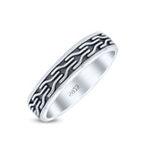 Unique Oxidized Finish Art Spinner Thumb Design Fascinating Band Solid 925 Sterling Silver Thumb Ring (5mm)