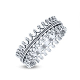 Antique Style Eternity Beautiful Artisan Designer Trending Oxidized Band Solid 925 Sterling Silver Thumb Ring (6.5mm)