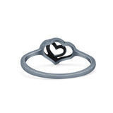 Dainty Infinity Casual Chic Double Heart Minimalist Oxidized Fashion Band Solid 925 Sterling Silver Thumb Ring (8.3mm)