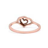 Dainty Infinity Casual Chic Double Heart Minimalist Oxidized Fashion Band Solid 925 Sterling Silver Thumb Ring (8.3mm)