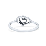 Dainty Infinity Casual Chic Double Heart Minimalist Oxidized Fashion Band Solid 925 Sterling Silver Thumb Ring (8.3mm)