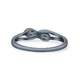 Double Infinity Love Knot Twisted Promise Design Oxidized Ring Band Thumb Ring (4.2mm)