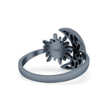Celestial Moon And Sun Filigree Crescent Affectionate Fashion Oxidized Ring Band Thumb Ring (11.2mm)
