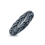 Dainty Braided Celtic Weave Rope Knot Handmade Design Oxidized Band Solid 925 Sterling Silver Thumb Ring (3.6mm)