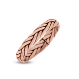 Dainty Braided Celtic Weave Rope Knot Handmade Design Oxidized Band Solid 925 Sterling Silver Thumb Ring (3.6mm)