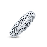 Dainty Braided Celtic Weave Rope Knot Handmade Design Oxidized Band Solid 925 Sterling Silver Thumb Ring (3.6mm)