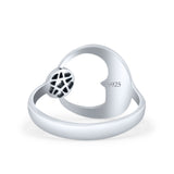 Celestial Moon Phase Magic Of The Moon Pendant Art Oxidized Ring Band Thumb Ring (13.9mm)