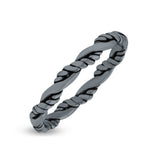 Braided Twisted Rope Dainty Double Band Oxidized Band Thumb Ring (2.8mm)