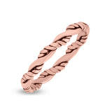 Braided Twisted Rope Dainty Double Band Oxidized Band Thumb Ring (2.8mm)