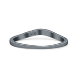 Curved Shape Half Eternity Dainty Oxidized Band Thumb Ring (2mm)