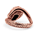Antique Cobra Snake Animal Oxidized Serpent Artisan Stylish Band Solid 925 Sterling Silver Thumb Ring (15.6mm)