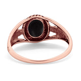 Flower Shank Oxidized Antique Vintage Style Oval Ring Solid 925 Sterling Silver