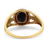 Flower Shank Oxidized Antique Vintage Style Oval Ring Solid 925 Sterling Silver