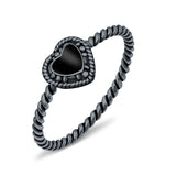 Petite Dainty Heart Promise Ring Band Oxidized Braided 925 Sterling Silver
