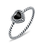 Petite Dainty Heart Promise Ring Band Oxidized Braided 925 Sterling Silver