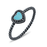 Petite Dainty Heart Promise Ring Band Oxidized Braided 925 Sterling Silver