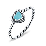 Petite Dainty Heart Promise Ring Band Oxidized Braided 925 Sterling Silver
