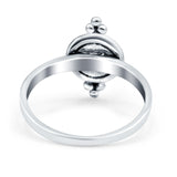 Petite Dainty Round Solitaire Promise Ring Band Oxidized Braided 925 Sterling Silver