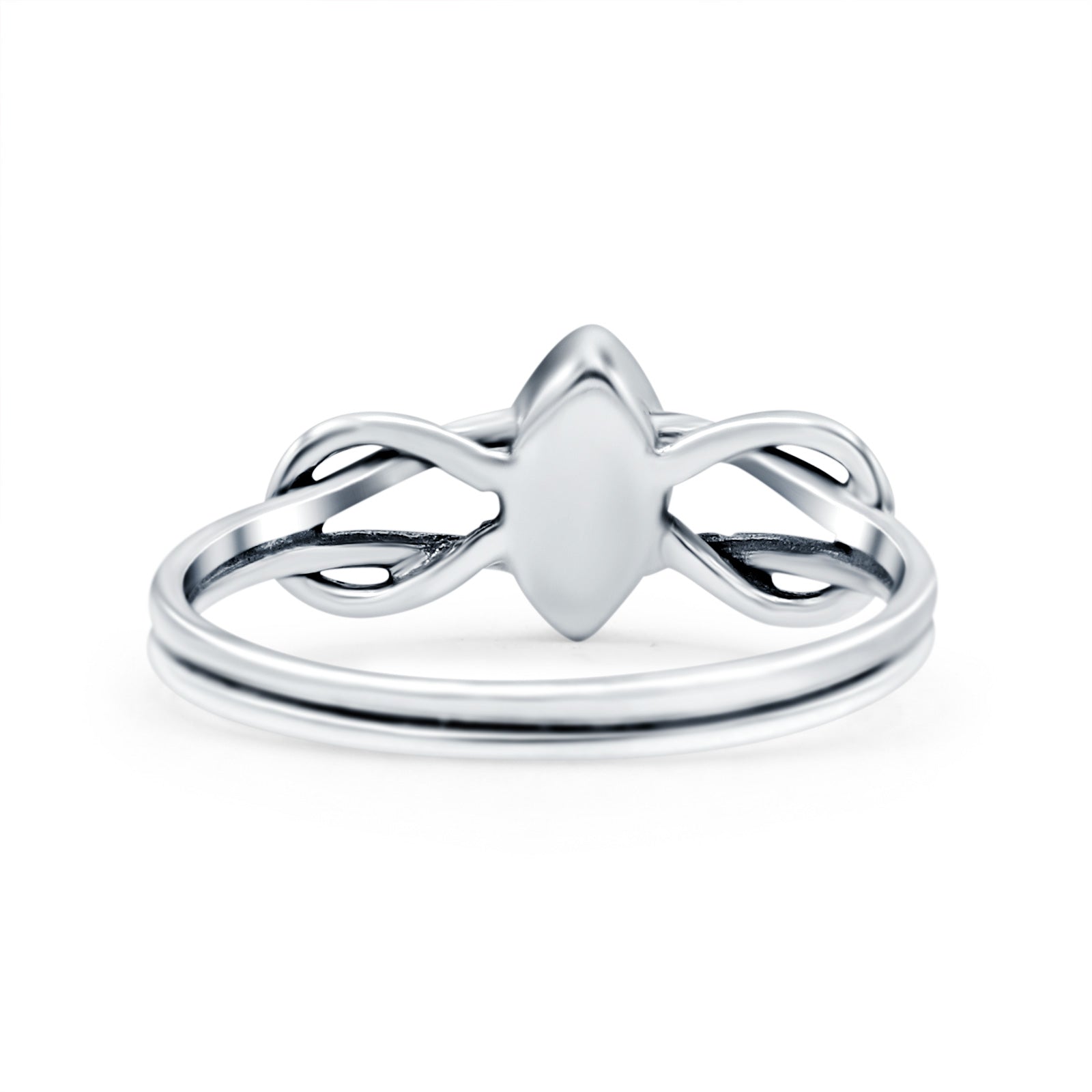 Celtic Knot Weave Petite Dainty Marquise Promise Ring Band Oxidized Braided 925 Sterling Silver (8mm)