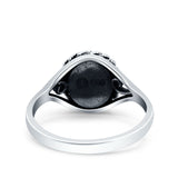 Filigree Petite Dainty Lab Opal Ring Solid Round Oxidized 925 Sterling Silver