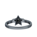 Star Petite Dainty Round Promise Ring Band Oxidized Braided 925 Sterling Silver (8mm)