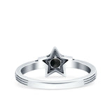 Star Petite Dainty Round Promise Ring Band Oxidized Braided 925 Sterling Silver (8mm)