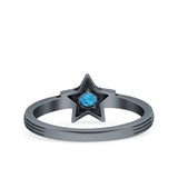 Star Petite Dainty Round Promise Ring Band Oxidized Braided 925 Sterling Silver (8mm)