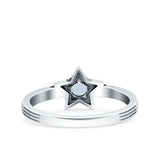 Star Petite Dainty Round Promise Ring Band Oxidized Braided 925 Sterling Silver (8mm)