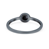 Petite Dainty Round Promise Ring Band Oxidized 925 Sterling Silver (8mm)