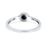 Petite Dainty Round Promise Ring Band Oxidized 925 Sterling Silver (8mm)