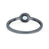 Petite Dainty Round Promise Ring Band Oxidized 925 Sterling Silver (8mm)