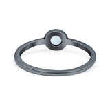 Petite Dainty Round Promise Ring Band Oxidized 925 Sterling Silver (8mm)