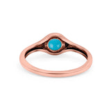 Petite Dainty Round Lab Opal Promise Ring Solid Oxidized 925 Sterling Silver (6mm)