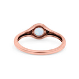 Petite Dainty Round Lab Opal Promise Ring Solid Oxidized 925 Sterling Silver (6mm)