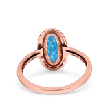 Vintage Style Oval Lab Opal Ring Solid Oxidized 925 Sterling Silver (13mm)