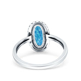 Vintage Style Oval Lab Opal Ring Solid Oxidized 925 Sterling Silver (13mm)