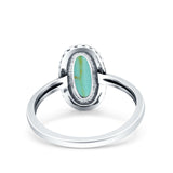 Vintage Style Oval Lab Opal Ring Solid Oxidized 925 Sterling Silver (13mm)