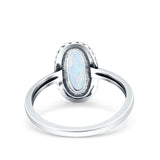 Vintage Style Oval Lab Opal Ring Solid Oxidized 925 Sterling Silver (13mm)