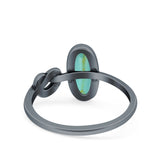 Vintage Style Oval Lab Opal Knot Ring Solid Oxidized 925 Sterling Silver