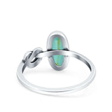 Vintage Style Oval Lab Opal Knot Ring Solid Oxidized 925 Sterling Silver