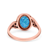 Petite Dainty Oval Lab Opal Vintage Style Ring Oxidized Solid 925 Sterling Silver 925 Sterling Silver