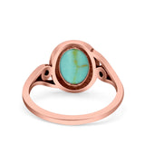 Petite Dainty Oval Lab Opal Vintage Style Ring Oxidized Solid 925 Sterling Silver 925 Sterling Silver