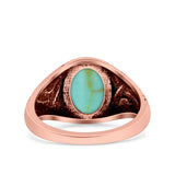 Petite Dainty Vintage Style Lab Opal Ring Solid Oval Oxidized 925 Sterling Silver