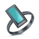 16mm Radiant Cut Solitaire Ring Thumb Ring Simulated Turquoise 925 Sterling Silver