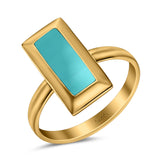 16mm Radiant Cut Solitaire Ring Thumb Ring Simulated Turquoise 925 Sterling Silver
