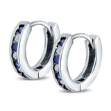 Eternity Huggie Hoop Earrings Channel Round Simulated CZ 925 Sterling Silver (16mm)